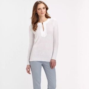 Tory Burch Orrin Off-White Linen Tunic Sweater